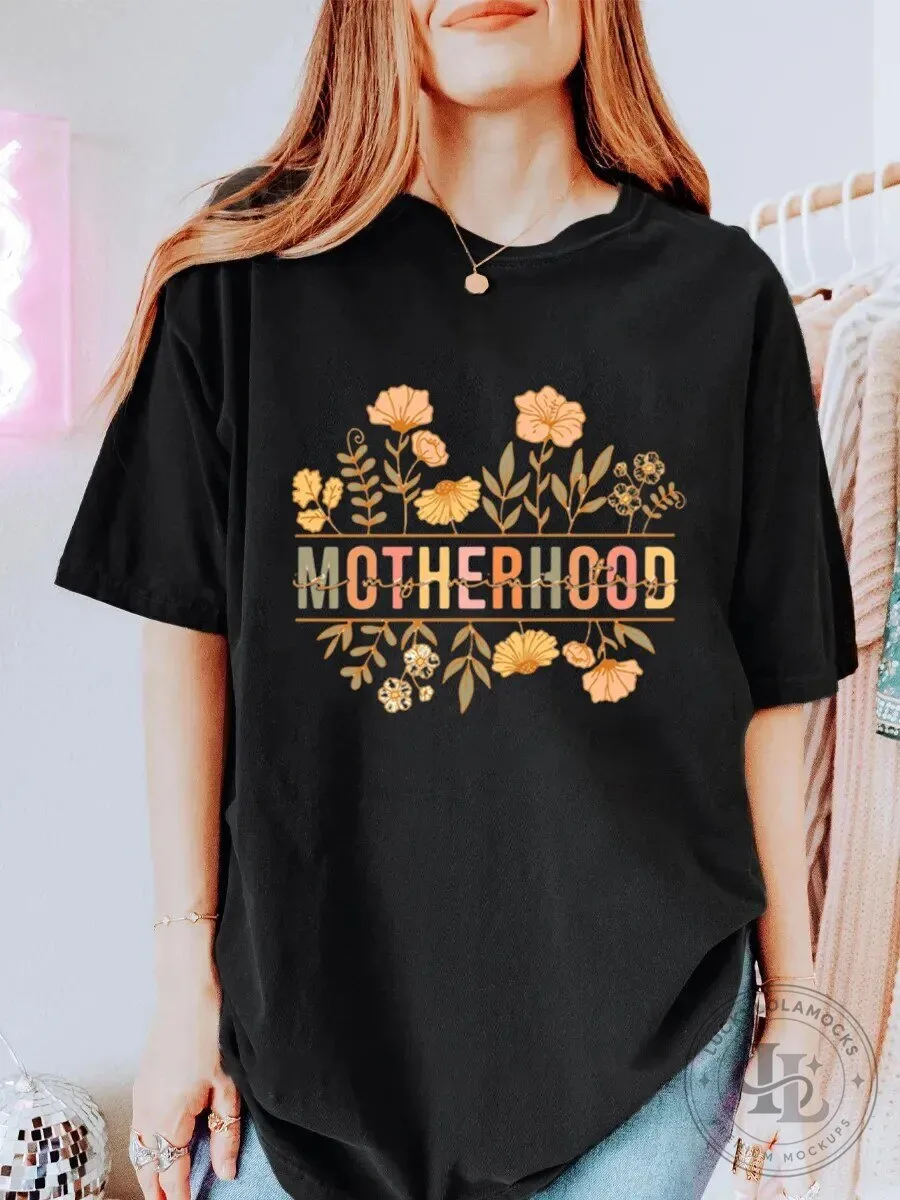 Motherhood Is My Ministry Floral Vintage Style Graphic T-Shirt